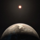 An artist’s impression of exoplanet Ross 128 b, with its red-dwarf parent star in the background.